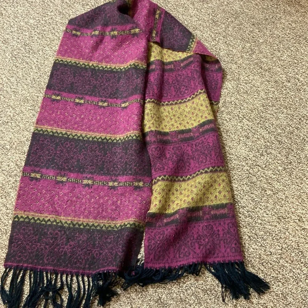 Vintage  Scarf Size 120X12” Burgundy